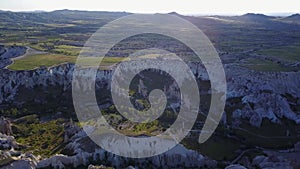 Aerial view of fairy chimneys at Urgup, Cappadocia, Turkey,