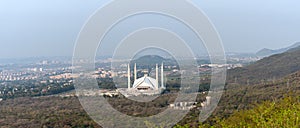 Aerial view Faisal mosque Islamabad photo