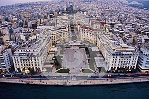 Aerial view of famous Aristotelous Square in Thessaloniki city, Greece