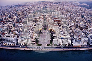 Aerial view of famous Aristotelous Square in Thessaloniki city, Greece