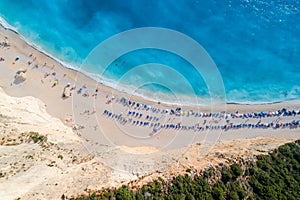 Aerial view of the famous beach of Porto Katsiki on the island o