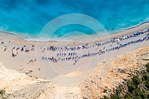 Aerial view of the famous beach of Porto Katsiki on the island o