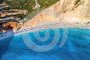 Aerial view of the famous beach of Porto Katsiki on the island o