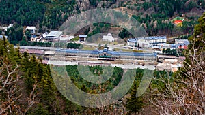 Aerial view of the famous Canfranc railway station