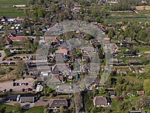 Aerial view of famous dutch village Giethoorn