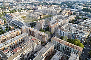 Aerial view of the famous Garbatella District in Rome