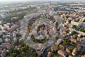 Aerial view of the famous Garbatella District in Rome