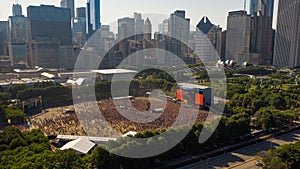 Aerial View of Famous Lollapalooza Music Festival in Downtown Chicago