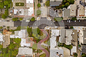 Aerial view of the famous Lombard Street, San Francisco, California photo
