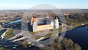Aerial view of famous medieval Mir Castle