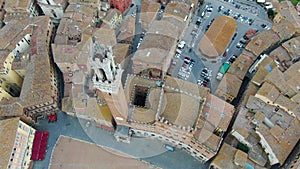 Aerial view of the famous Piazza del Campo (main square of Siena), Italy