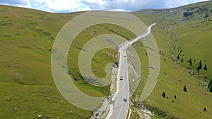 Aerial view of famous romanian mountain road Transalpina