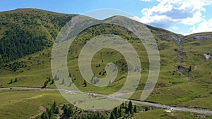 Aerial view of famous romanian mountain road Transalpina