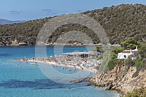 Aerial view of the famous Tuerredda beach, Teulada, Sardinia, Italy photo