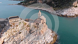 Aerial view of the famouse Church of Saint Peter in Porto Venere