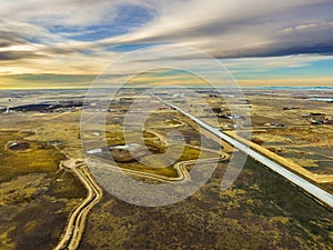 Aerial view of farm country fields in eastern Colorado