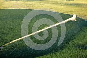 Farmland irrigated with center pivot sprinkler systems. photo