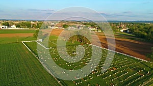 Aerial View of Farmlands and an Amish Cemetery