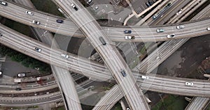 Aerial View Fast Motion Portland Highways Filled with Travelers 4K UHD