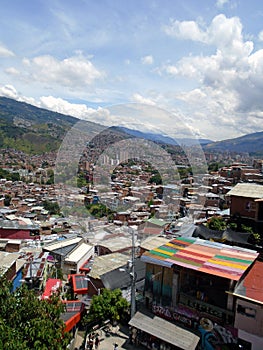 Aerial view of favela comune thirteen in medellin