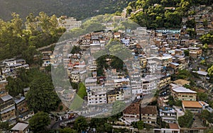 Aerial view of Favela in Cosme Velho in Rio de Janeiro, Brazil photo