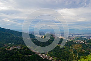 Aerial view of the favelas and the city of rio de janeiro