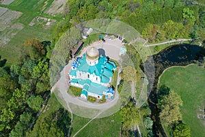 Aerial view of the Fedorovsky Cathedral. Tsarskoye Selo, St. Petersburg