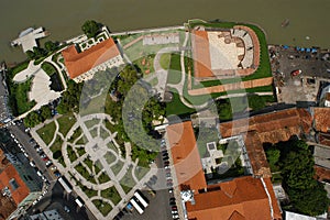 Aerial view of Feliz LusitÃ¢nia and Catedral da SÃ© in BelÃ©m, Brazil.