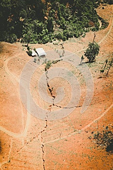 Aerial view of fertile farmland