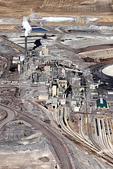 An aerial view of a fertilizer processing plant