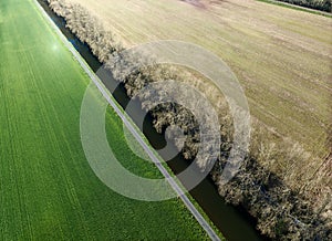 Aerial view of a field in the Dordogne countryside