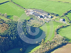 Aerial view of fields in Devon
