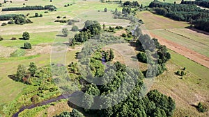 Aerial view of a fields in Mazowsze region, Poland