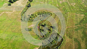 Aerial view of a fields in Mazowsze region, Poland