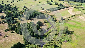 Aerial view of a fields in Mazowsze region, Poland