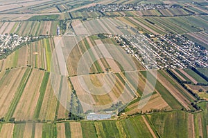 Aerial view of fields near Osh, Kyrgyzst