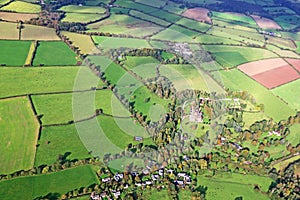 Aerial view of the fields of North Devon