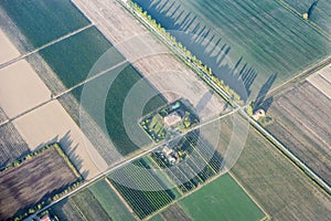 Aerial view fields Po Basin Italy