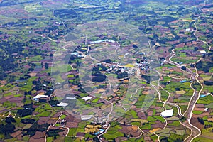 Aerial view - fields and rivers