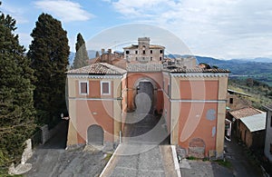 Aerial view of Filacciano with Del Drago  castle near Rome, Italy