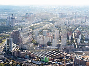 Aerial view of Fili district in Moscow city photo