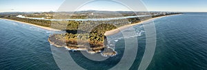 Aerial view of the Fingal Head Lighthouse near Tweed Heads in northern New South Wales, Australia