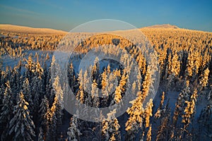 Aerial view of finish lapland