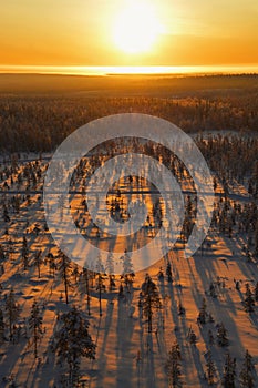 Aerial view of finish lapland