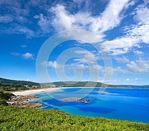 Aerial view of Finisterre langosteira beach in Galicia photo