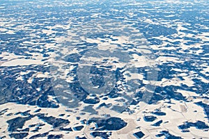 Aerial view of Finland in winter near Helsinki