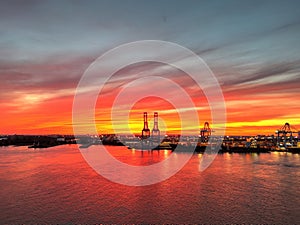 Aerial View of a Fire Sky Sunset