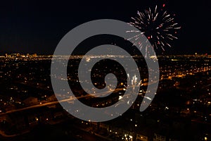 Aerial View of Fireworks on Fourth of July in Las Vegas