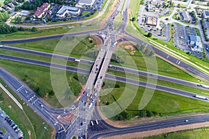 Aerial view of the first diverging diamond interchange on the Alabama Gulf Coast