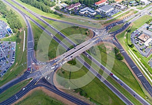 Aerial view of the first diverging diamond interchange on the Alabama Gulf Coast